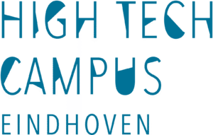 Logo van de High Tech Campus Eindhoven blauwe letters