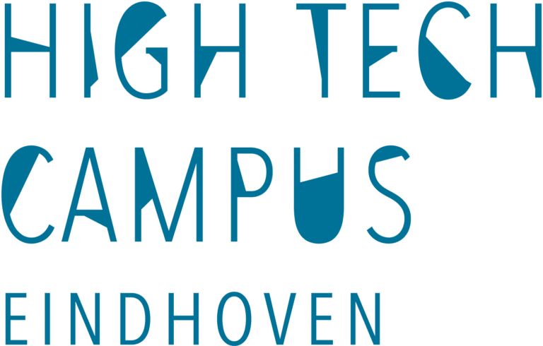 Logo van de High Tech Campus Eindhoven blauwe letters