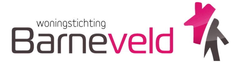 Zwarte en roze letters woningstichting barneveld