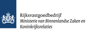 Logo Rijksvastgoedbedrijf zwarte letters op witte achtergrond.