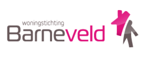 logo van Woningstichting Barneveld in grijze en roze letters