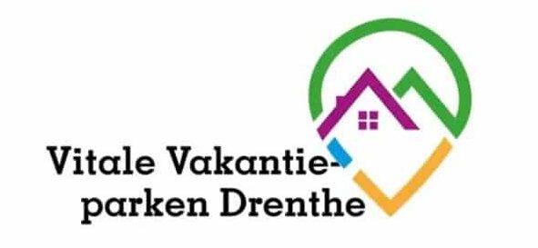 Logo paars groen en geel met zwarte letters vitale vakantieparken Drenthe
